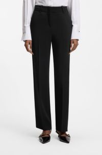 Regular-fit trousers in stretch crepe, Black