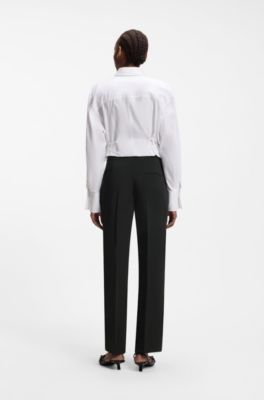 Regular-fit trousers in stretch crepe, Black