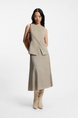 Gilet Slim Fit en laine vierge, Beige clair