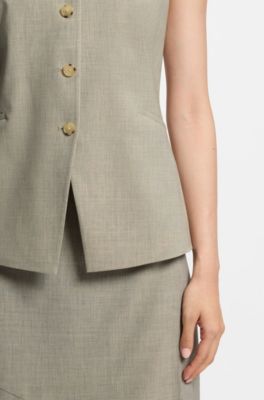 Gilet Slim Fit en laine vierge, Beige clair