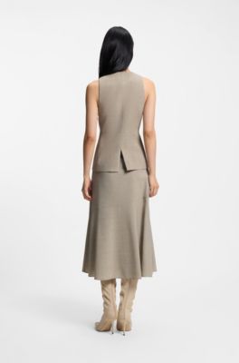 Slim fit vest til jakkes&aelig;t af ny uld, Lys beige