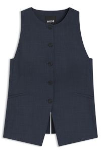 Slim-fit waistcoat in virgin wool, Dark Blue