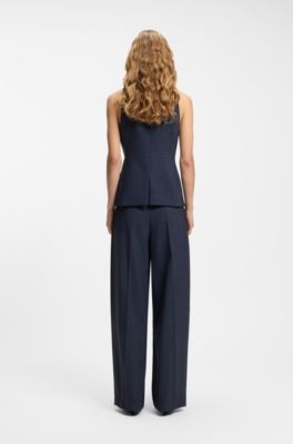 Slim-fit waistcoat in virgin wool, Dark Blue