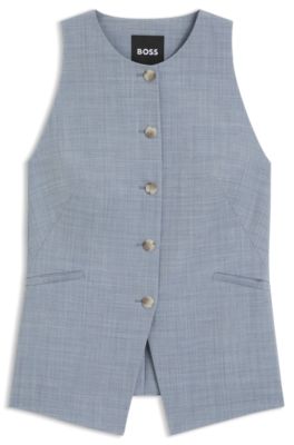 Slim-fit waistcoat in virgin wool, Light Blue
