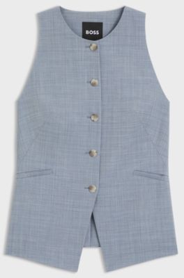 Gilet slim fit in lana vergine, Celeste