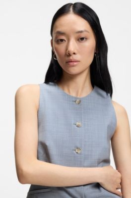 Gilet slim fit in lana vergine, Celeste