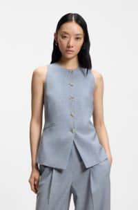 Slim-fit waistcoat in virgin wool, Light Blue