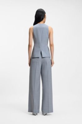 Gilet slim fit in lana vergine, Celeste