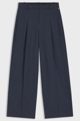 Pantaloni regular fit in lana vergine, Blu scuro
