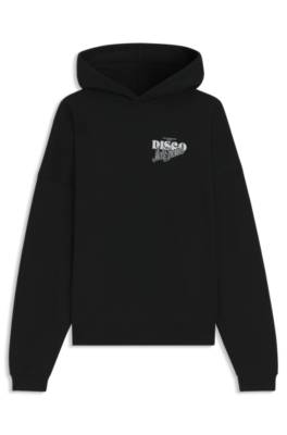 Cotton-terry hoodie with disco artwork 1