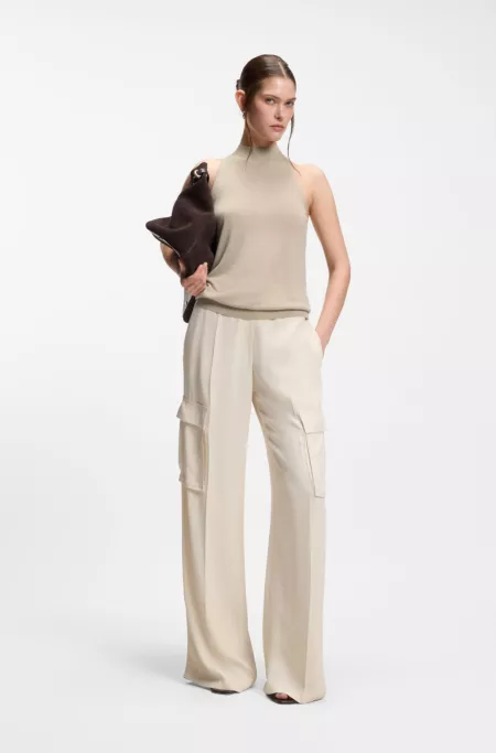 Knitted mock-neck top in superfine yarn