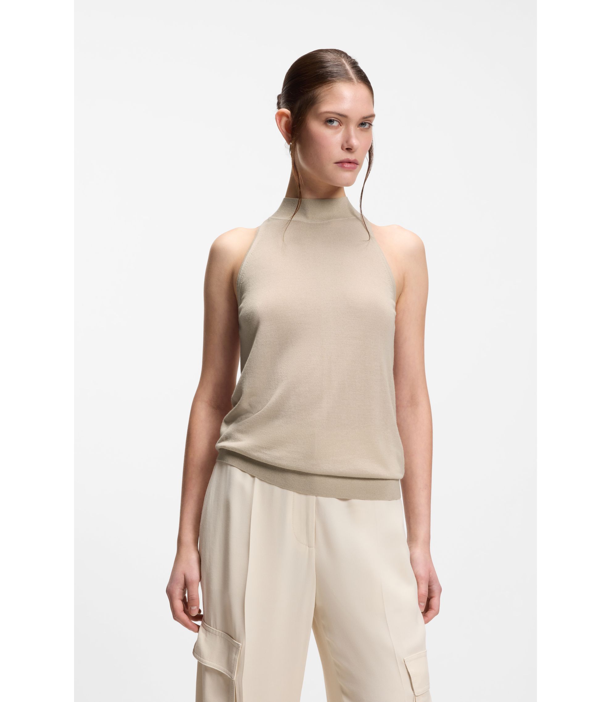 Stricktop mit Stehkragen aus superfine Garn