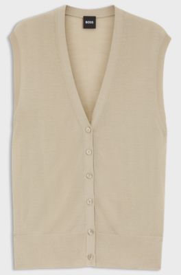 Knitted waistcoat with merino wool, Light Beige