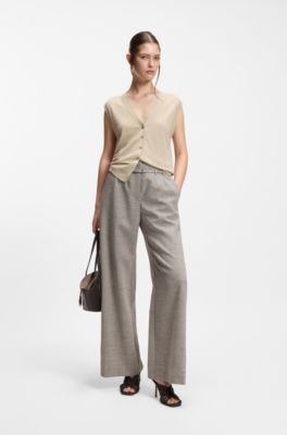 Gebreid gilet van merinowol, Lichtbeige