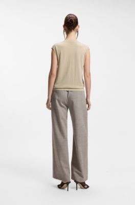 Gebreid gilet van merinowol, Lichtbeige