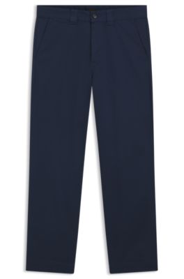 Straight-fit trousers in cotton-blend twill, Dark Blue