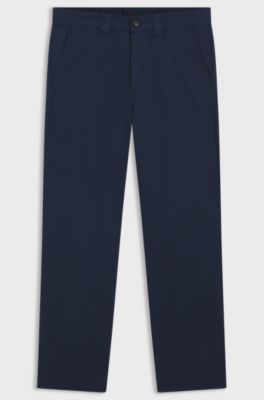 Straight-fit trousers in cotton-blend twill, Dark Blue