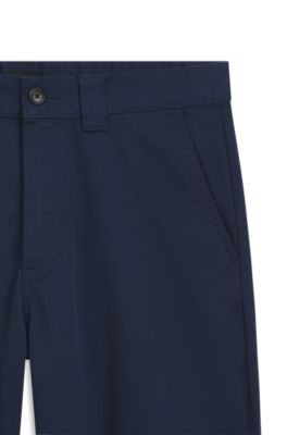 Straight-fit trousers in cotton-blend twill, Dark Blue