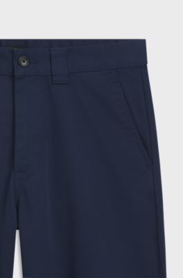 Straight-fit trousers in cotton-blend twill, Dark Blue
