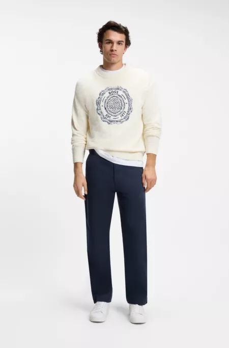 Straight-fit trousers in cotton-blend twill