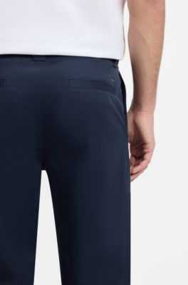 Straight-fit trousers in cotton-blend twill, Dark Blue