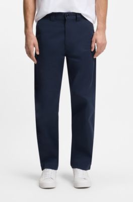 Pantaloni straight fit in twill di misto cotone, Blu scuro