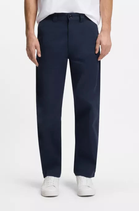 Straight-fit trousers in cotton-blend twill