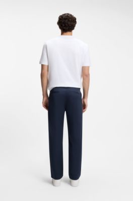 Straight-fit trousers in cotton-blend twill, Dark Blue