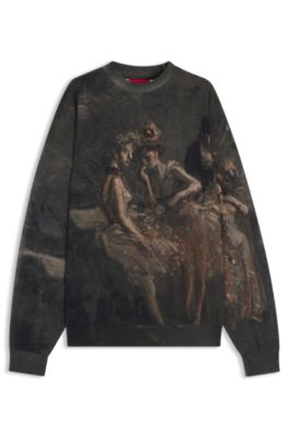 Oversized-fit sweatshirt with ballerina print, Patterned