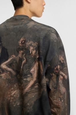 Oversized-fit sweatshirt with ballerina print, Patterned