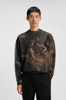 Oversized-fit sweatshirt with ballerina print, Patterned