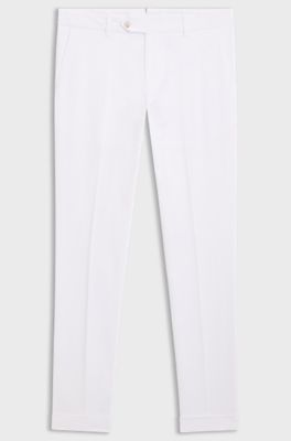 Pantaloni slim fit in cotone elasticizzato lavabile, Bianco
