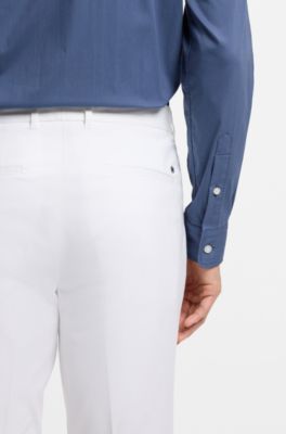 Pantaloni slim fit in cotone elasticizzato lavabile, Bianco