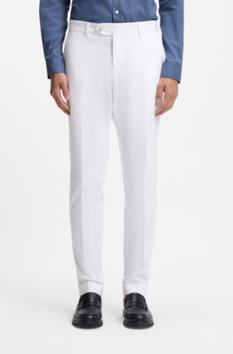 Slim-fit trousers in washable stretch cotton, White
