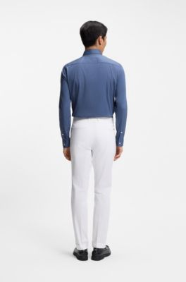 Pantaloni slim fit in cotone elasticizzato lavabile, Bianco