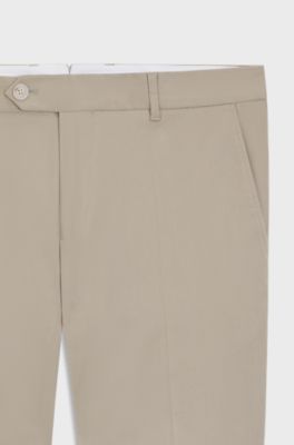 Slim-fit trousers in washable stretch cotton, Beige