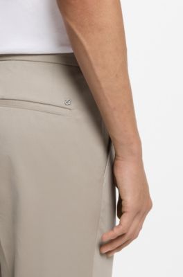 Pantaloni slim fit in cotone elasticizzato lavabile, Beige