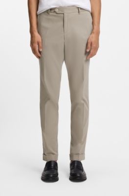 Slim-fit broek van wasbaar stretchkatoen, Beige