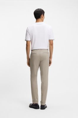 Slim-fit broek van wasbaar stretchkatoen, Beige