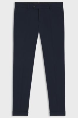 Slim-fit trousers in washable stretch cotton, Dark Blue