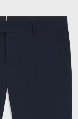 Slim-fit trousers in washable stretch cotton, Dark Blue