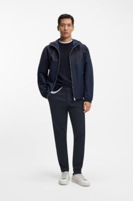Slim-fit trousers in washable stretch cotton, Dark Blue
