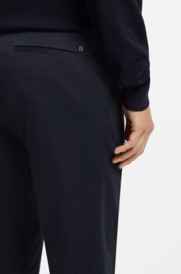 Pantaloni slim fit in cotone elasticizzato lavabile, Blu scuro