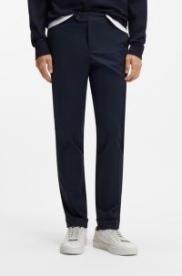 Slim-fit trousers in washable stretch cotton, Dark Blue