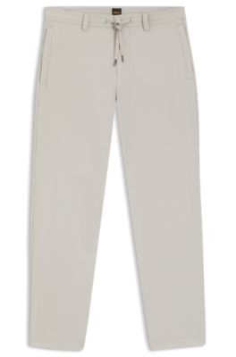 Straight-tapered-fit chinos in stretch fabric, Light Grey