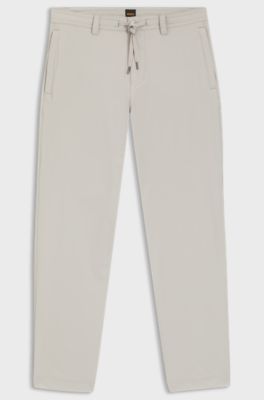 Straight-tapered-fit chinos in stretch fabric, Light Grey