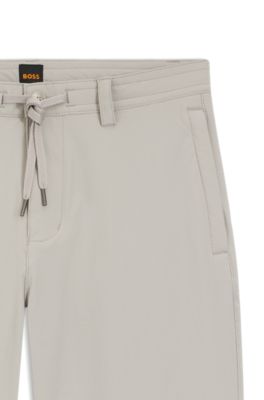 Straight-tapered-fit chinos in stretch fabric, Light Grey