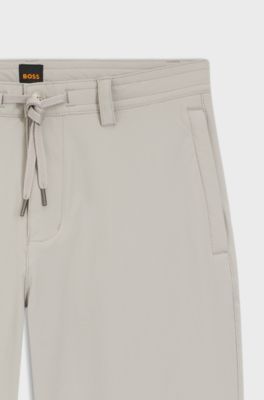 Straight-tapered-fit chinos in stretch fabric, Light Grey