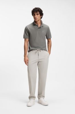 Straight-tapered-fit chinos in stretch fabric, Light Grey