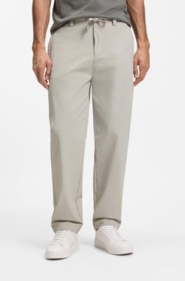 Straight-tapered-fit chinos in stretch fabric, Light Grey